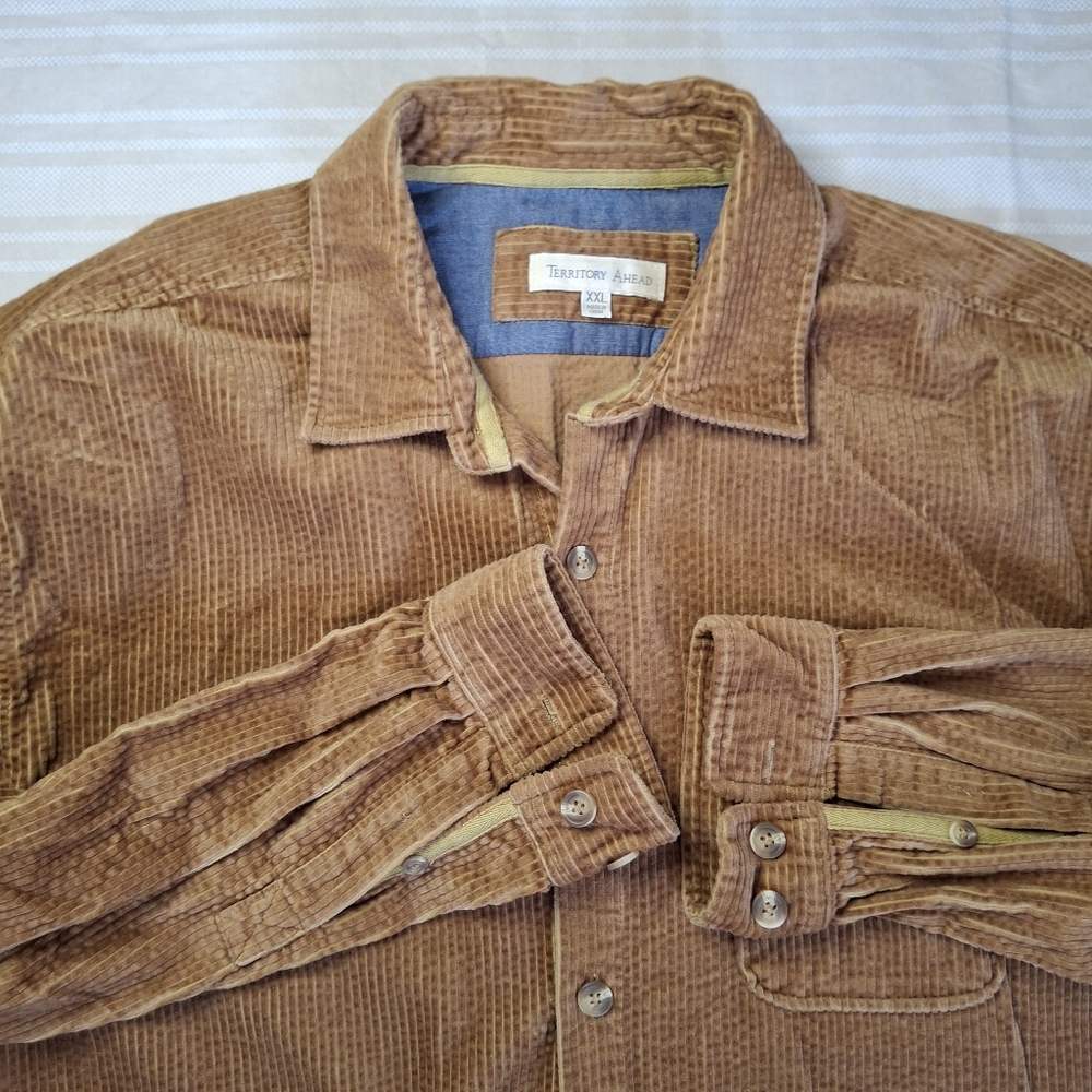 Territory Ahead Mens Brown Corduroy Shirt Long Sleeve Button Up Casual Sz XXL 2X